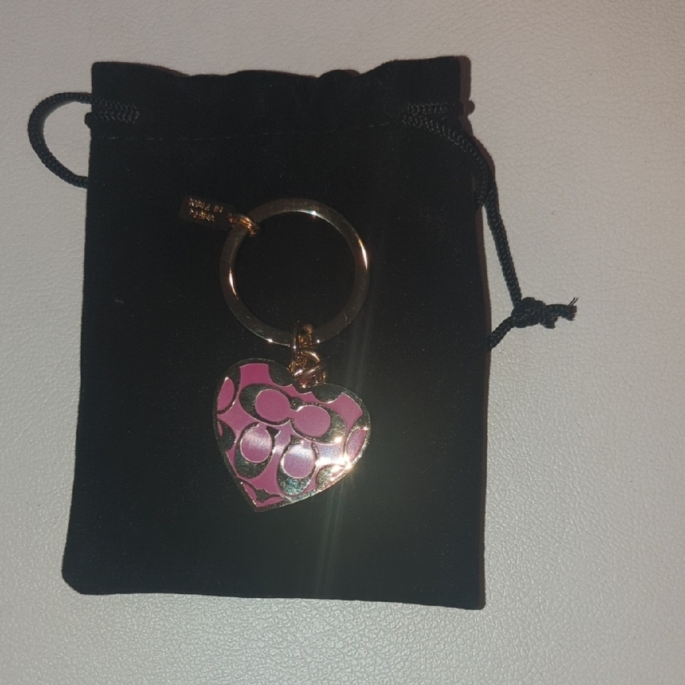 COACH Pink Heart Keychain